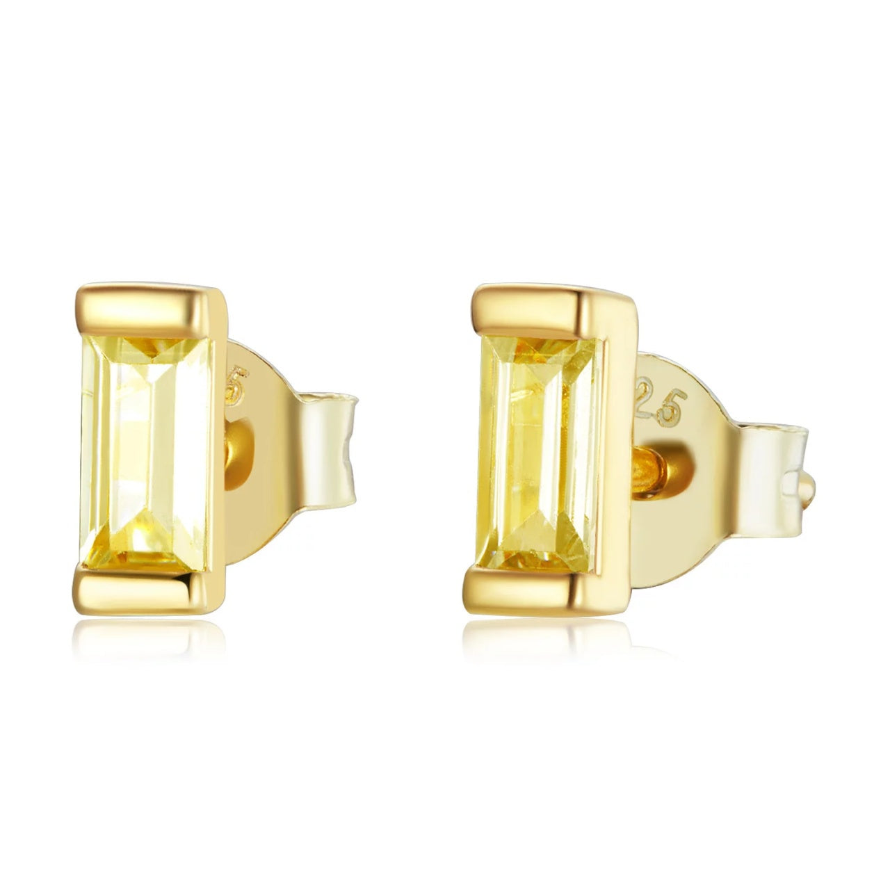 Cercei din argint Golden Yellow Rectangle, Argint 925, Pentru Femei