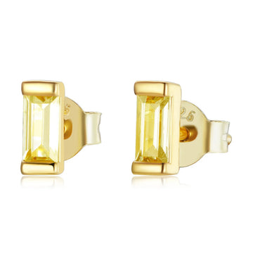 Cercei din argint Golden Yellow Rectangle, Argint 925, Pentru Femei