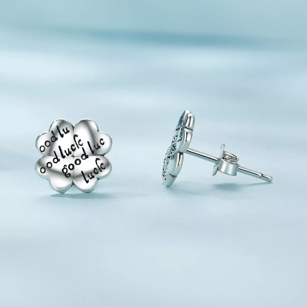 Cercei din argint Good Luck Clover, Argint 925, Pentru Femei