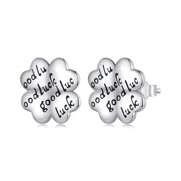 Cercei din argint Good Luck Clover, Argint 925, Pentru Femei