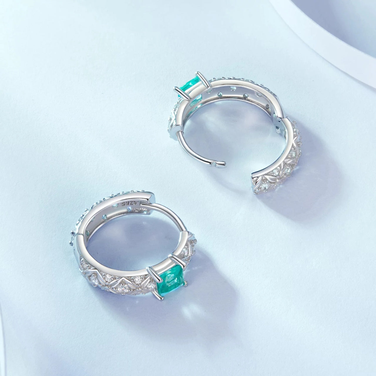 Cercei din argint Green Gleam, Argint 925, Pentru Femei
