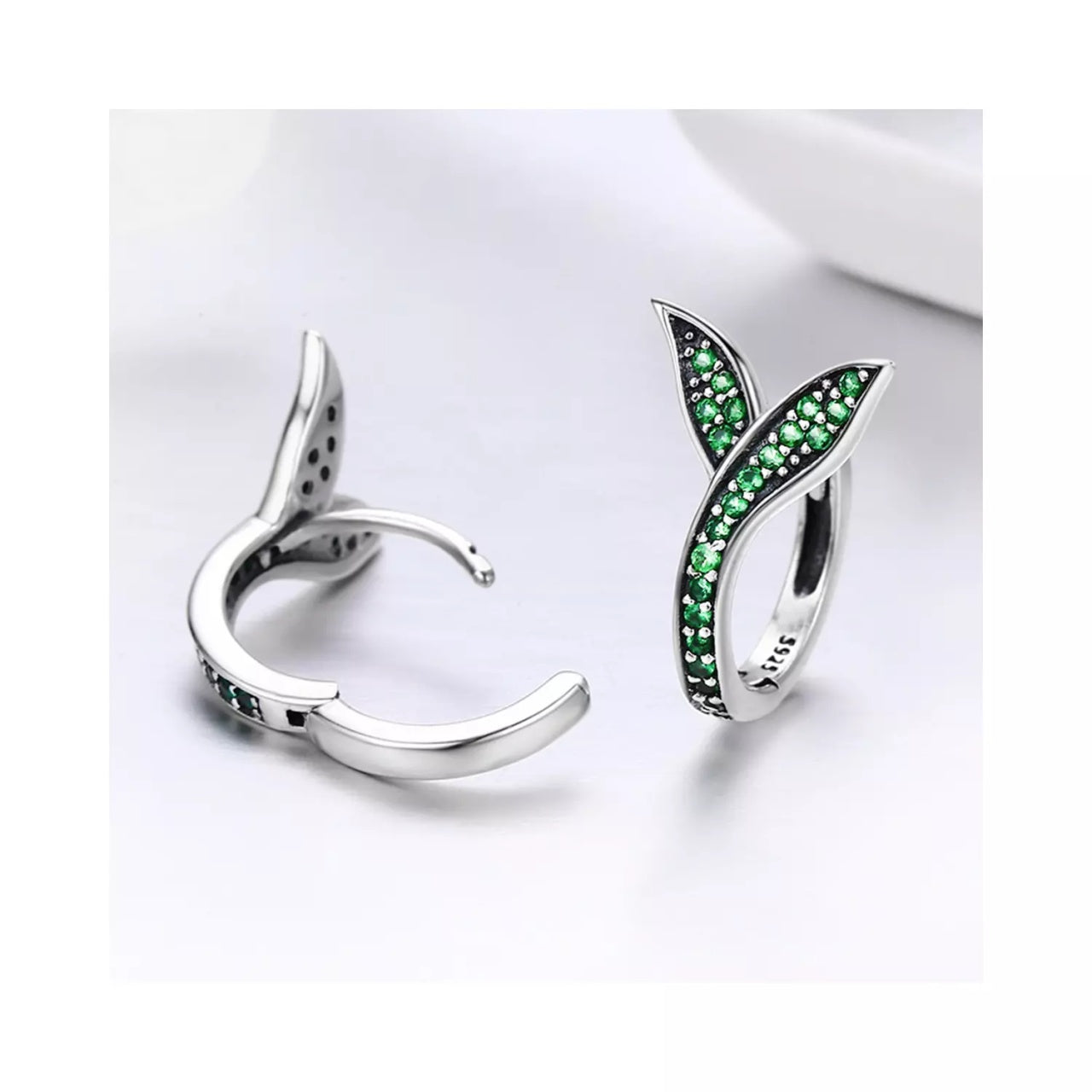 Cercei din argint Green Leafs, Argint 925, Pentru Femei