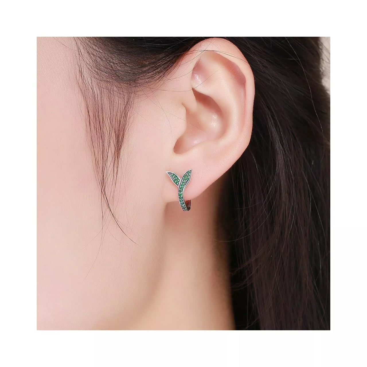 Cercei din argint Green Leafs, Argint 925, Pentru Femei