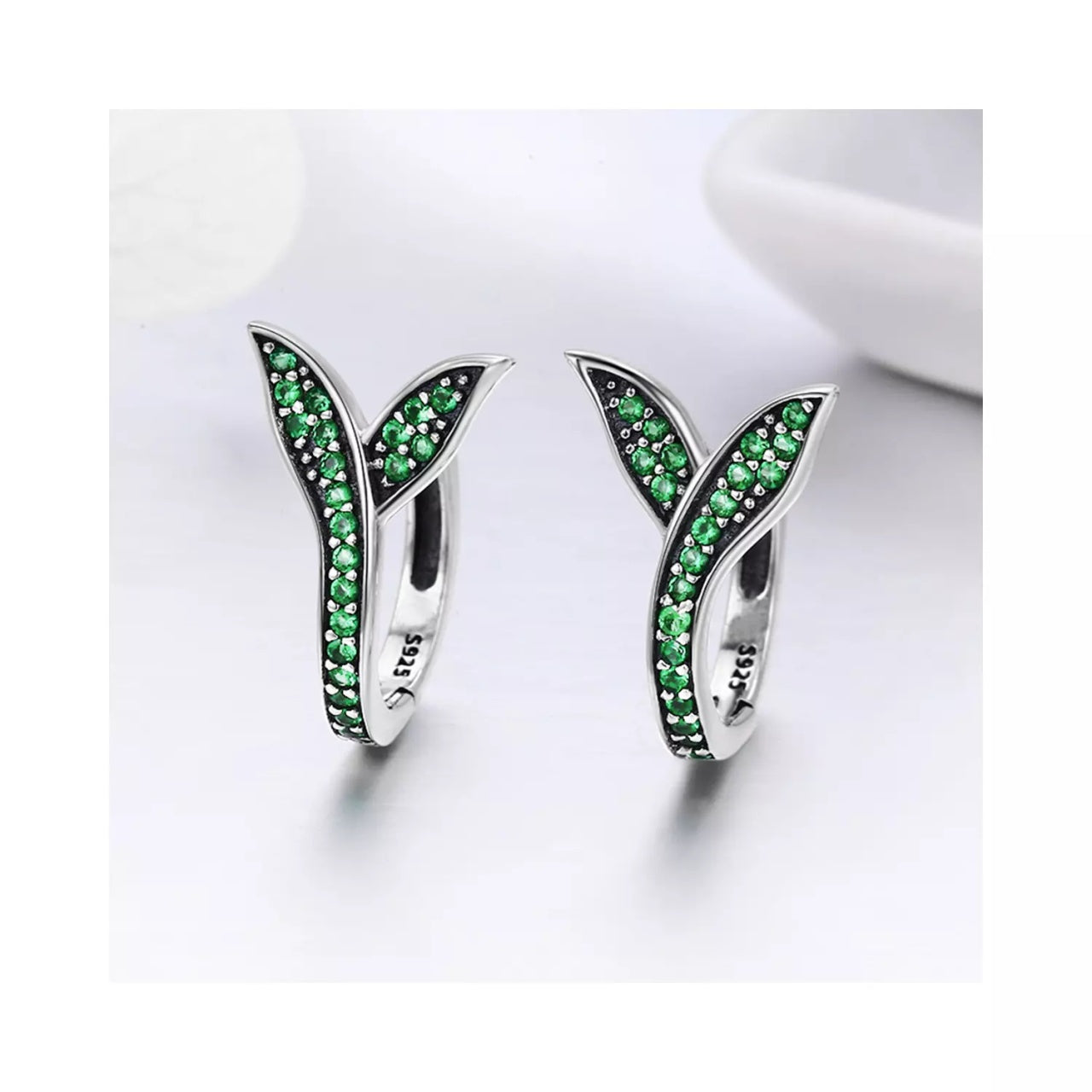 Cercei din argint Green Leafs, Argint 925, Pentru Femei