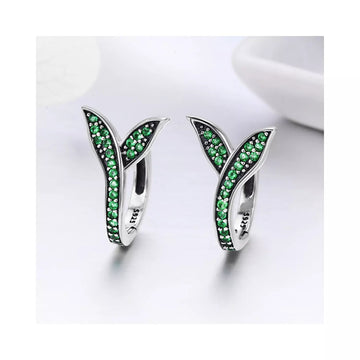 Cercei din argint Green Leafs, Argint 925, Pentru Femei