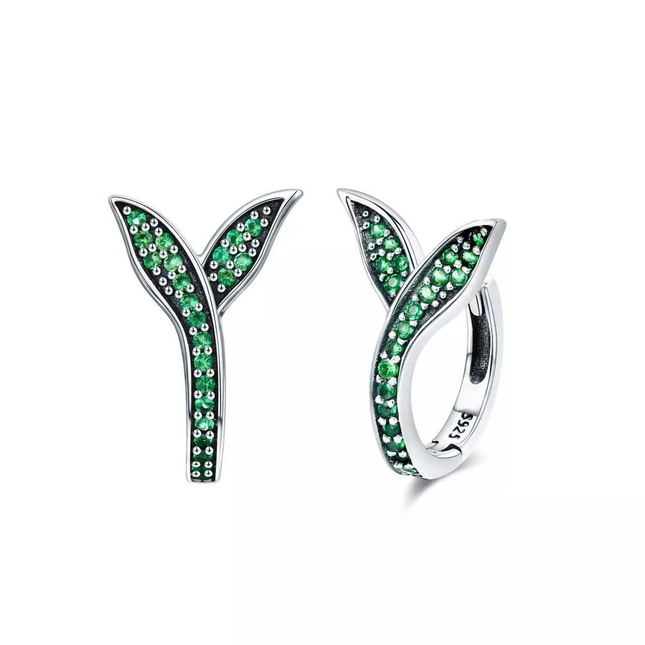 Cercei din argint Green Leafs, Argint 925, Pentru Femei