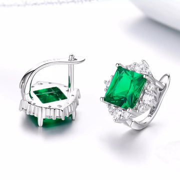 Cercei din argint Green Square, Argint 925, Pentru Femei