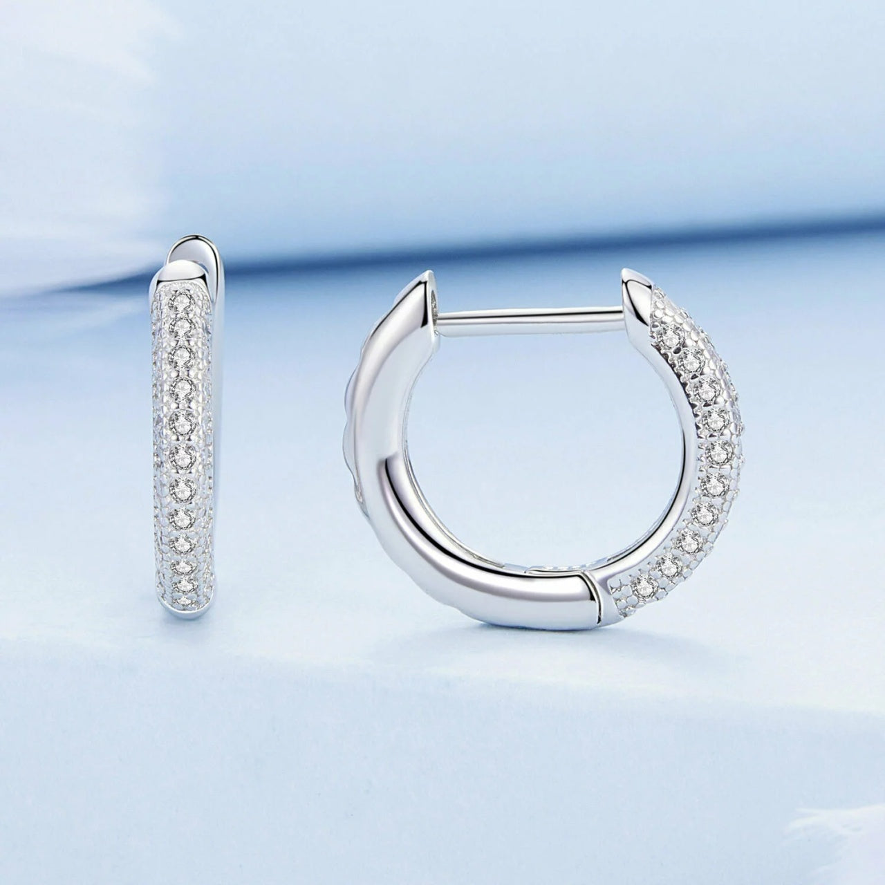 Cercei din argint Half Glamour Hoops, Argint 925, Pentru Femei 1.94g