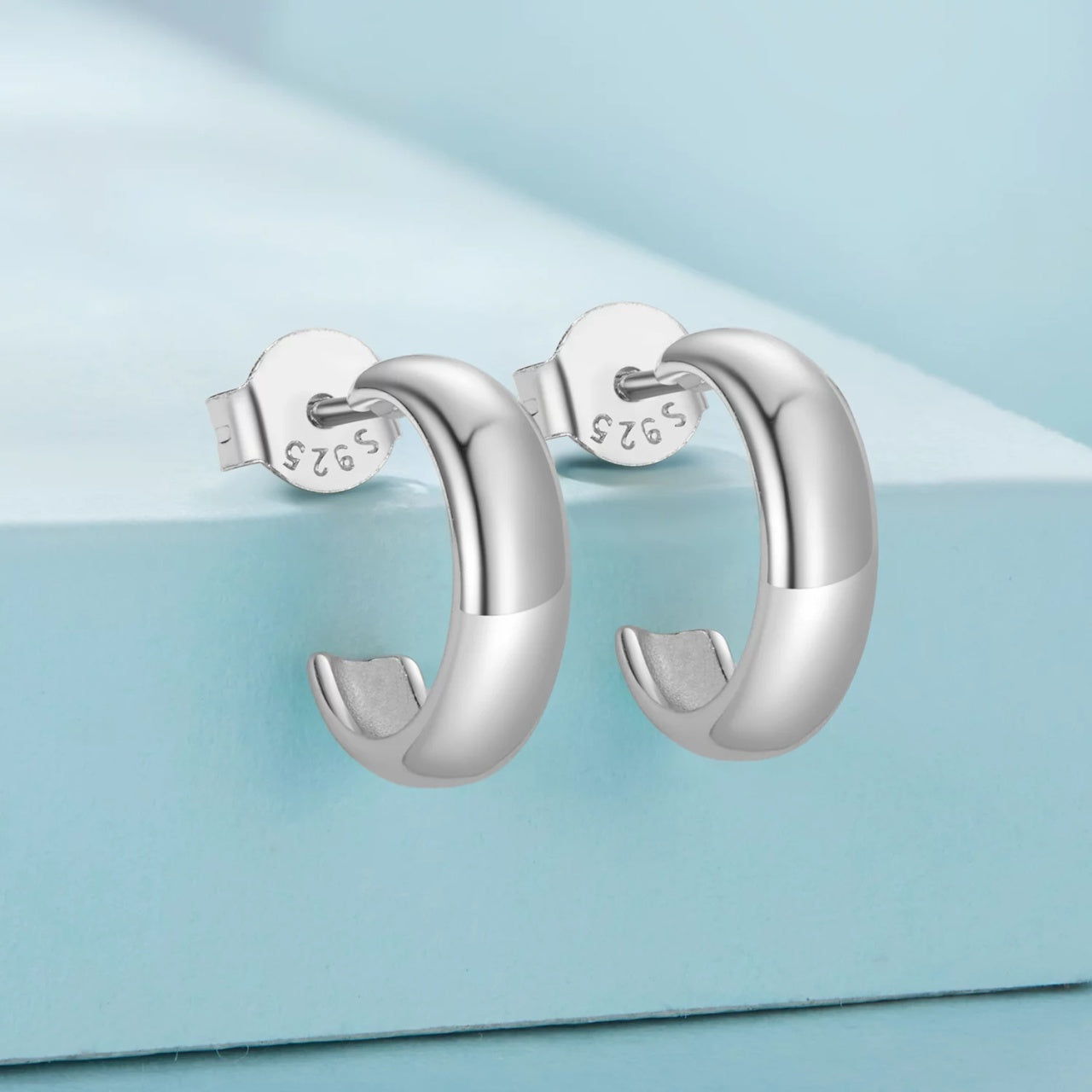 Cercei din argint Half Silver Hoop, Argint 925, Pentru Femei