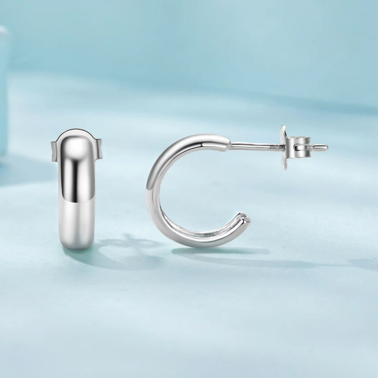 Cercei din argint Half Silver Hoop, Argint 925, Pentru Femei