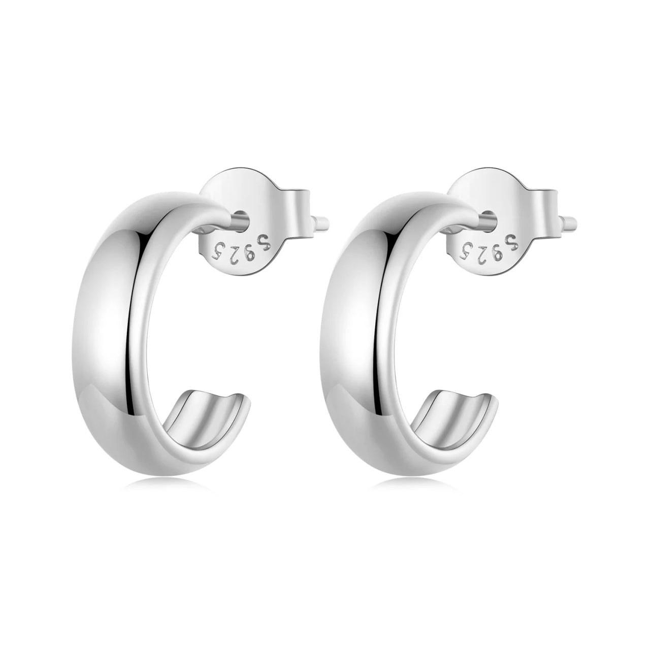 Cercei din argint Half Silver Hoop, Argint 925, Pentru Femei