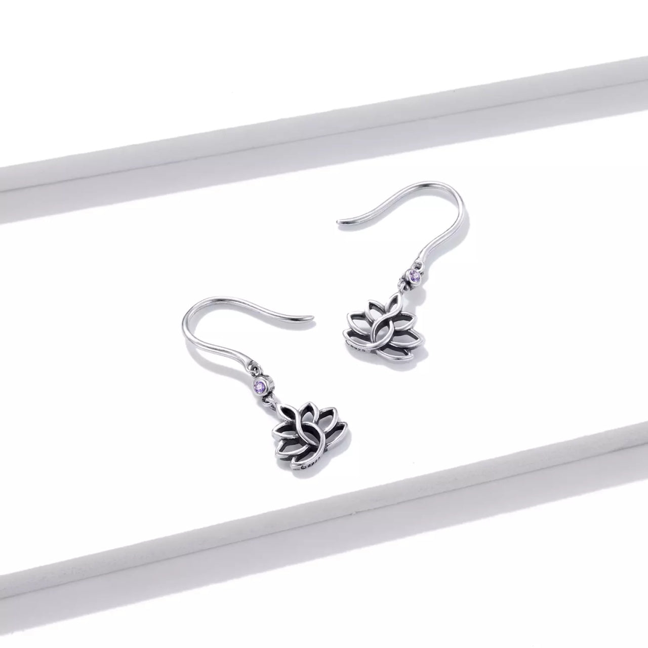 Cercei din argint Hanging Lotus, Argint 925, Pentru Femei