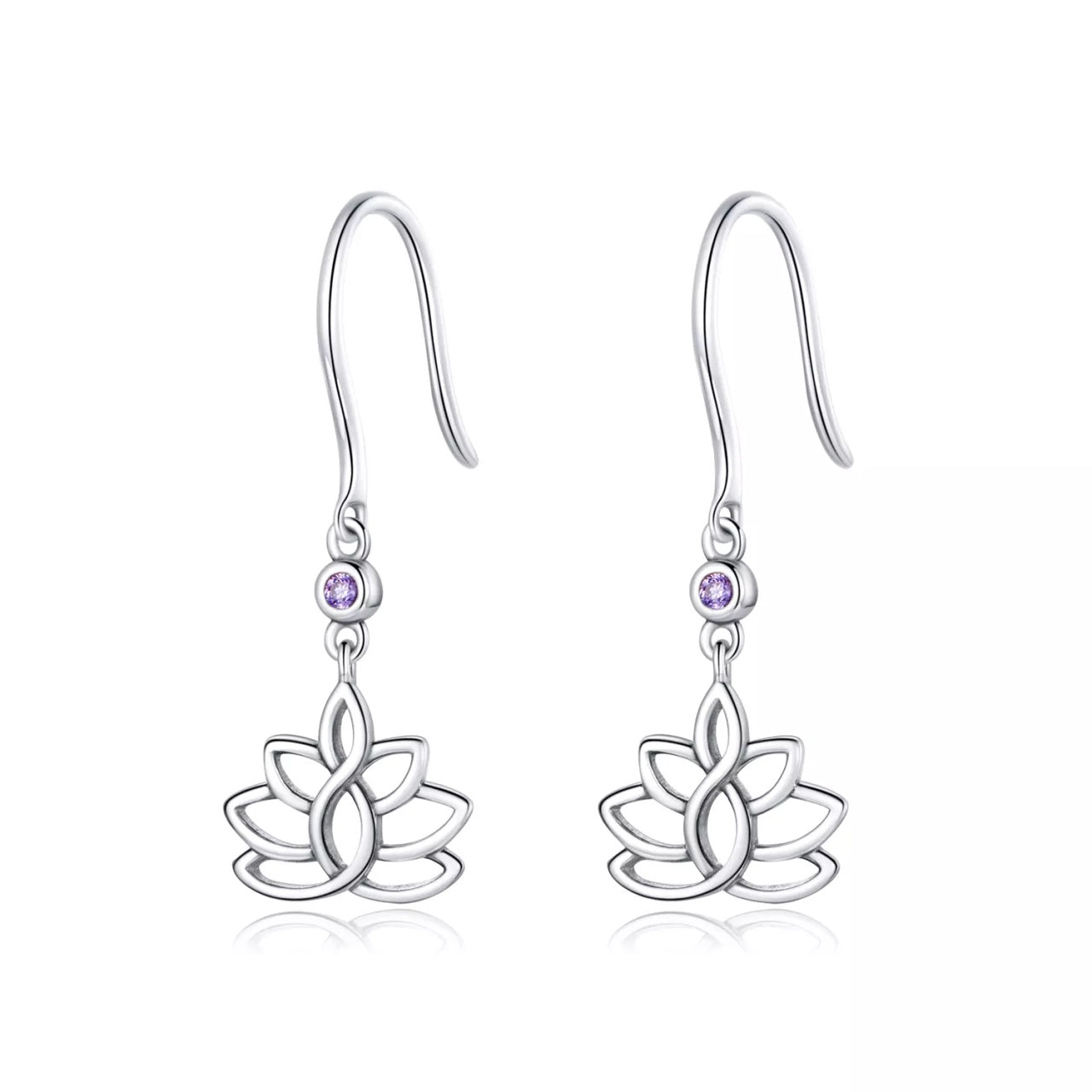 Cercei din argint Hanging Lotus, Argint 925, Pentru Femei