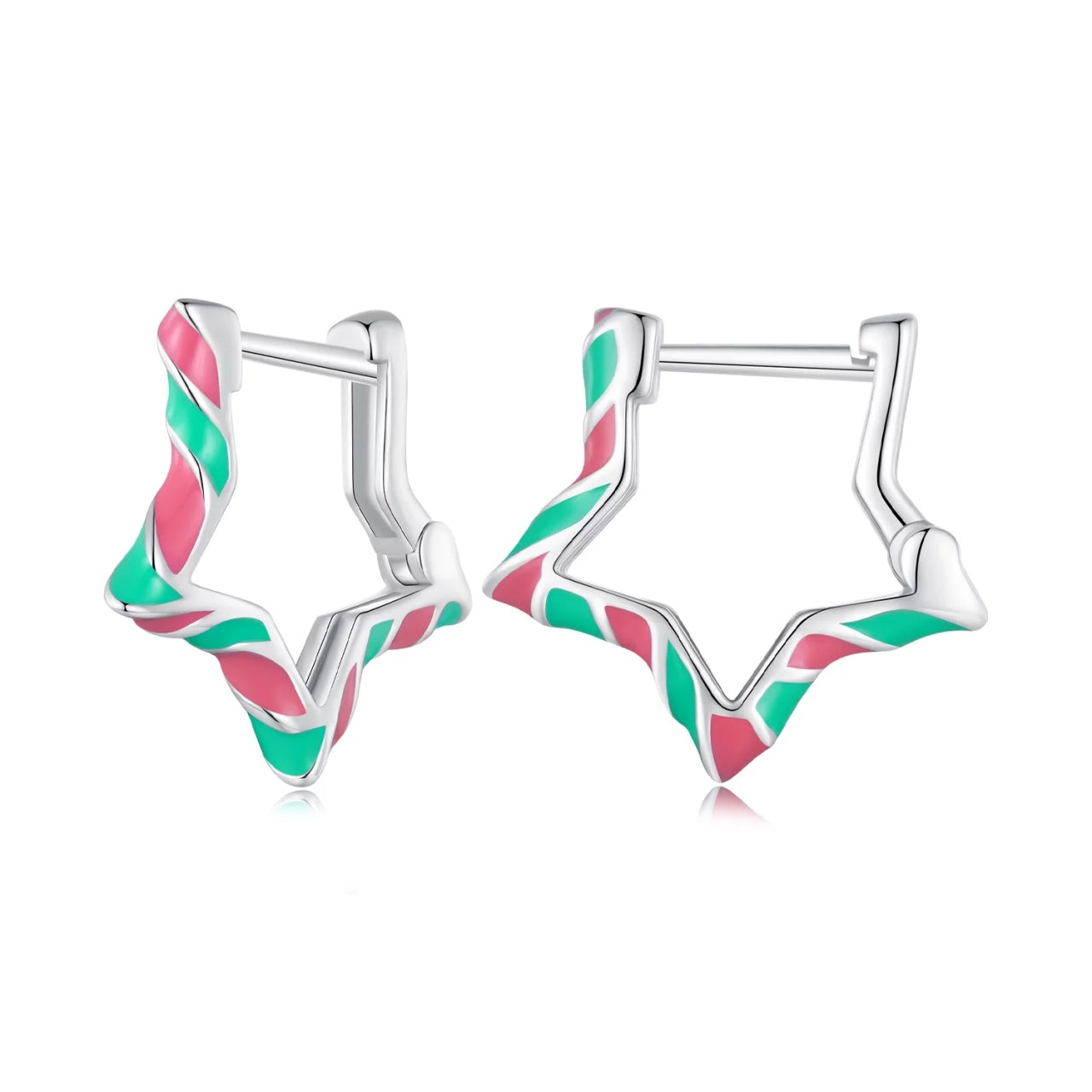Cercei din argint Holly Jolly Hoop Stars, Argint 925, Pentru Femei