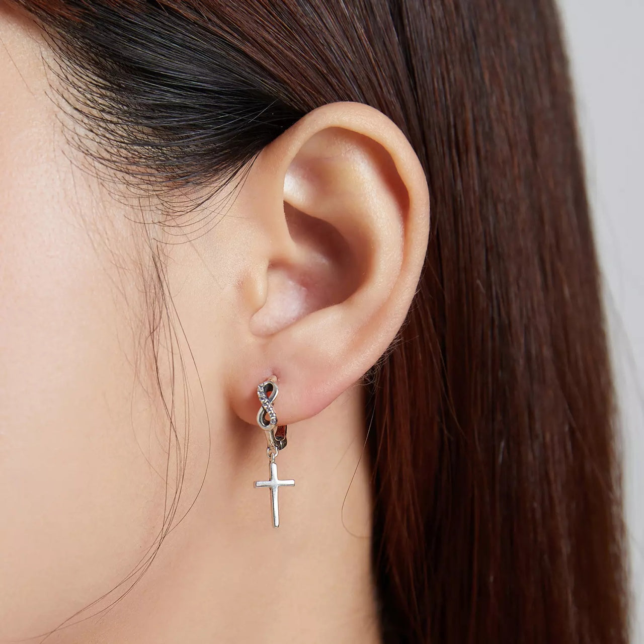 Cercei din argint Infinity Cross, Argint 925, Pentru Femei