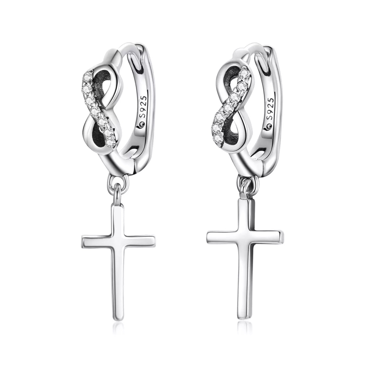 Cercei din argint Infinity Cross, Argint 925, Pentru Femei
