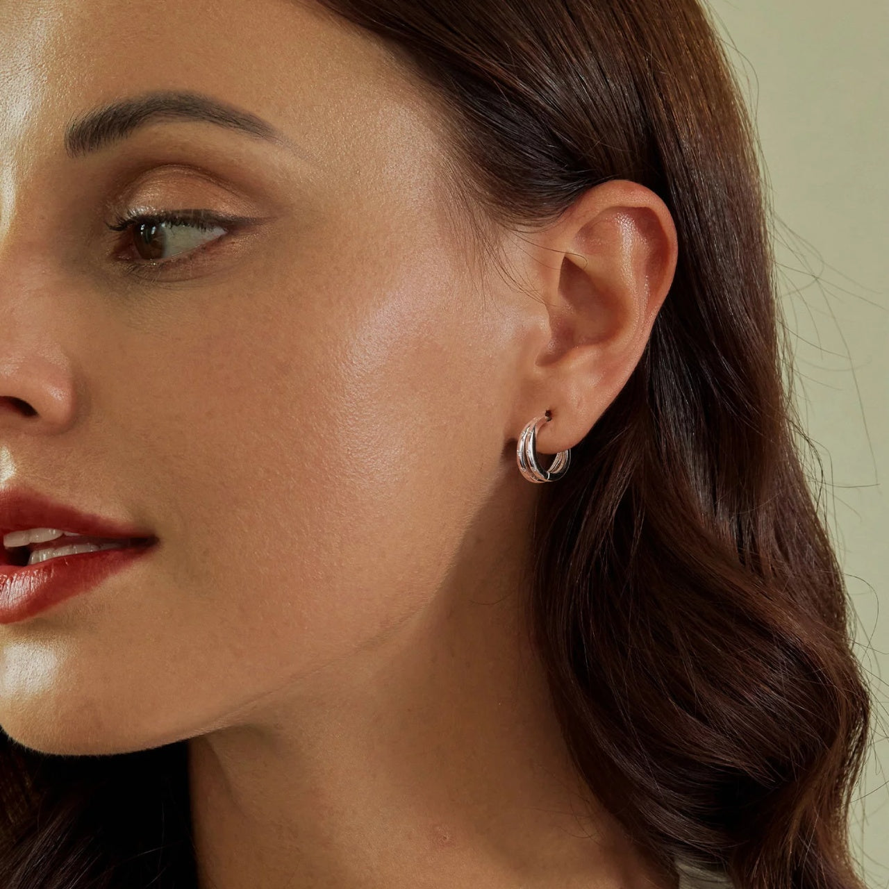 Cercei din argint Intersected Sparkling Hoops, Argint 925, Pentru Femei