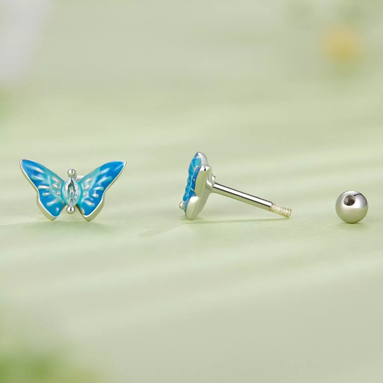 Cercei din argint Light Blue Butterflies, Argint 925, Pentru Femei