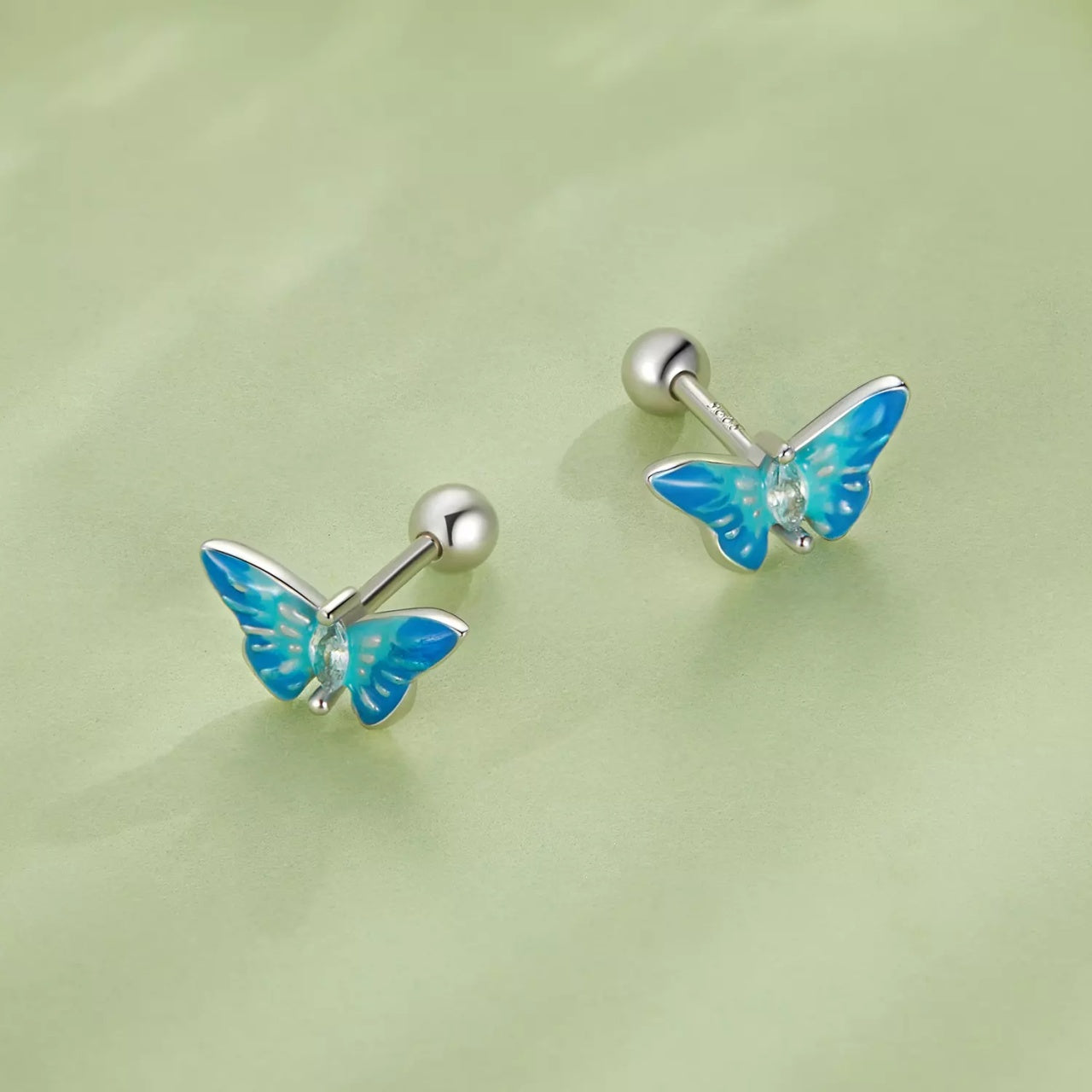 Cercei din argint Light Blue Butterflies, Argint 925, Pentru Femei