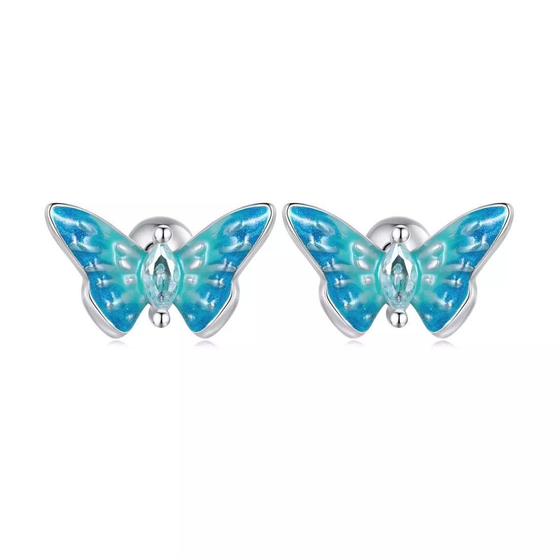 Cercei din argint Light Blue Butterflies, Argint 925, Pentru Femei