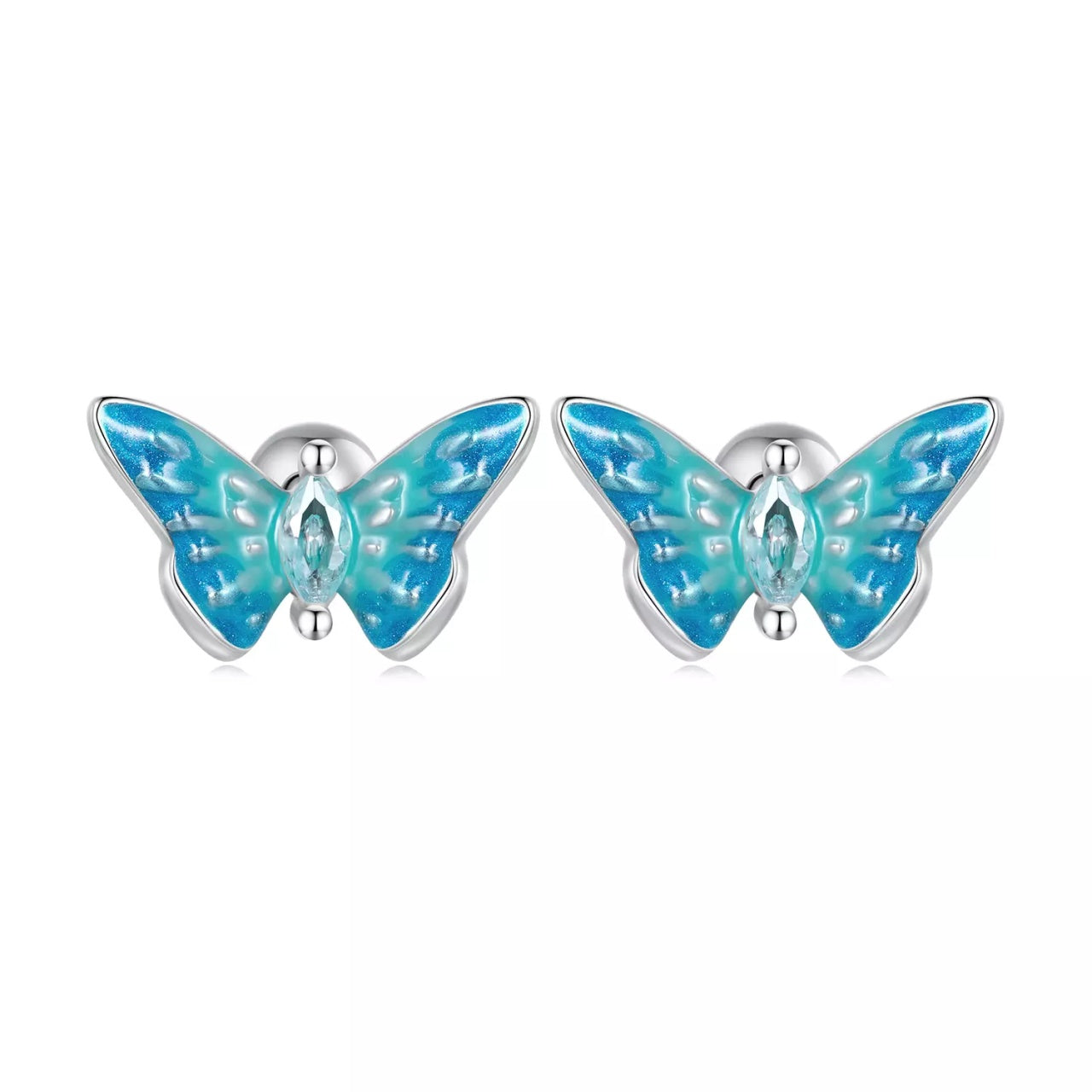 Cercei din argint Light Blue Butterflies, Argint 925, Pentru Femei