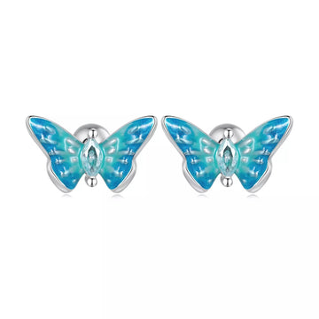 Cercei din argint Light Blue Butterflies, Argint 925, Pentru Femei