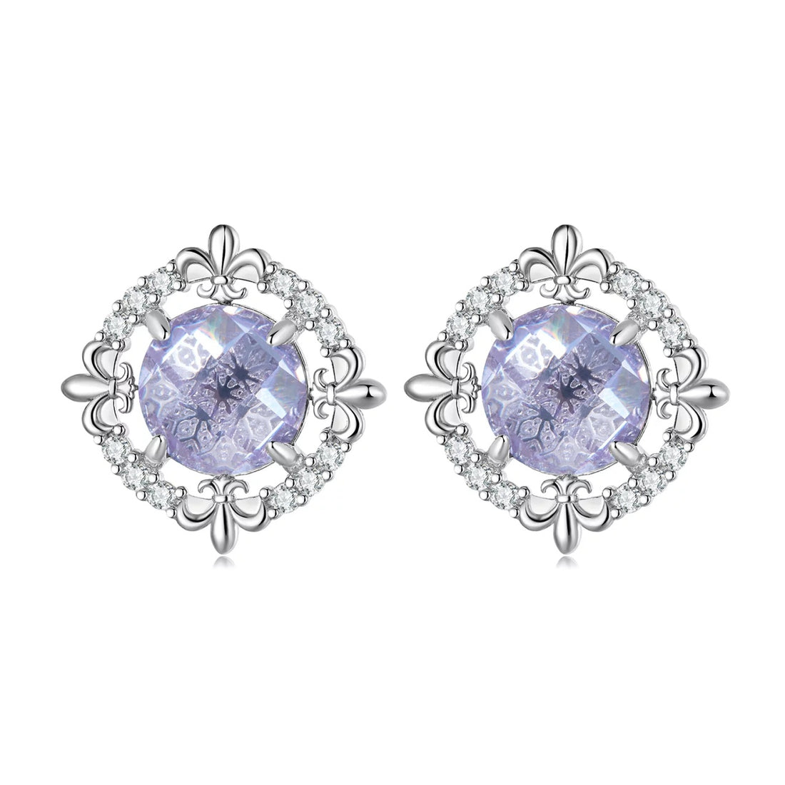 Cercei din argint Lilac Crystal, Argint 925, Pentru Femei