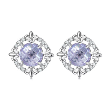 Cercei din argint Lilac Crystal, Argint 925, Pentru Femei
