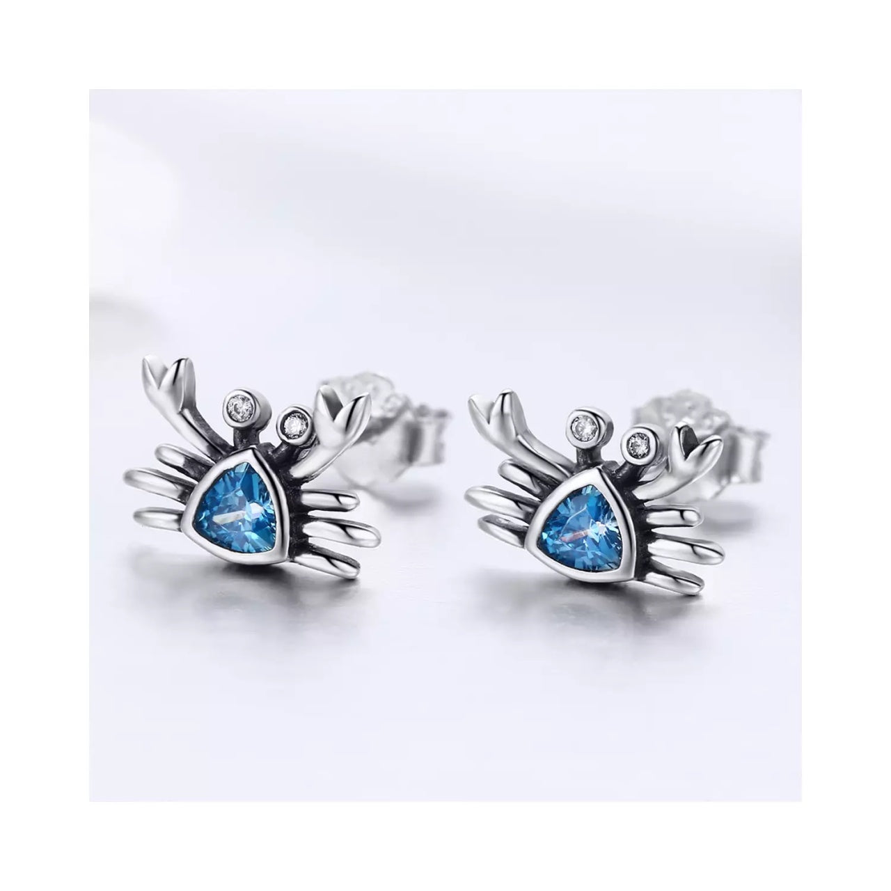 Cercei din argint Little Blue Crab, Argint 925, Pentru Femei