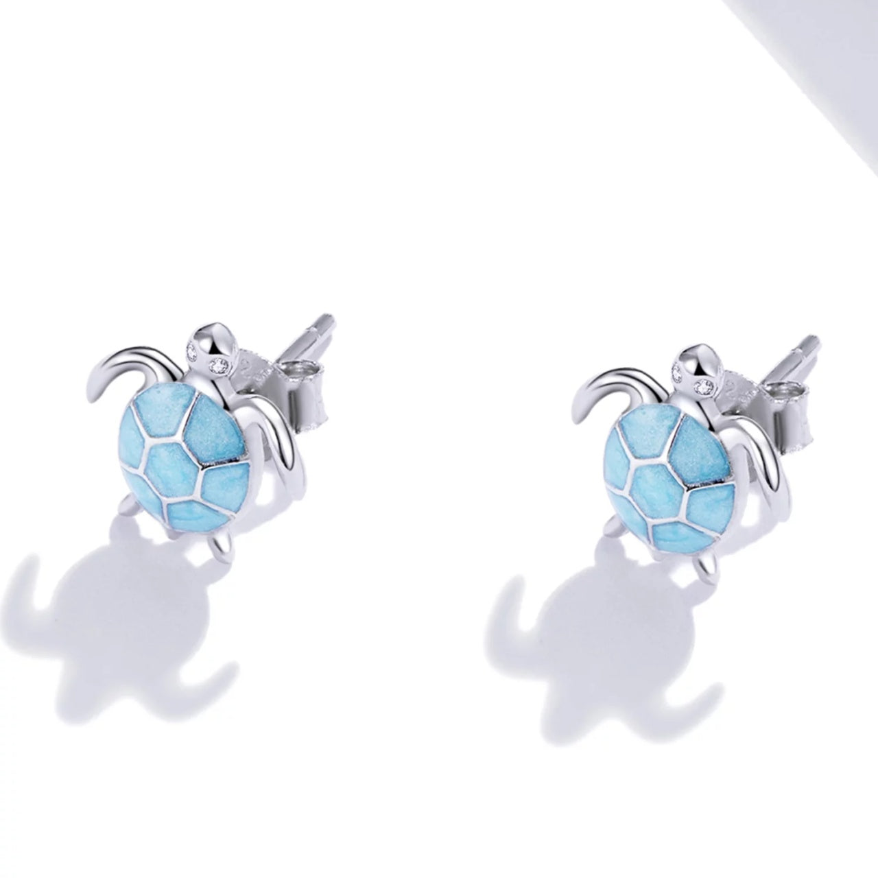 Cercei din argint Little Blue Turtle, Argint 925, Pentru Femei