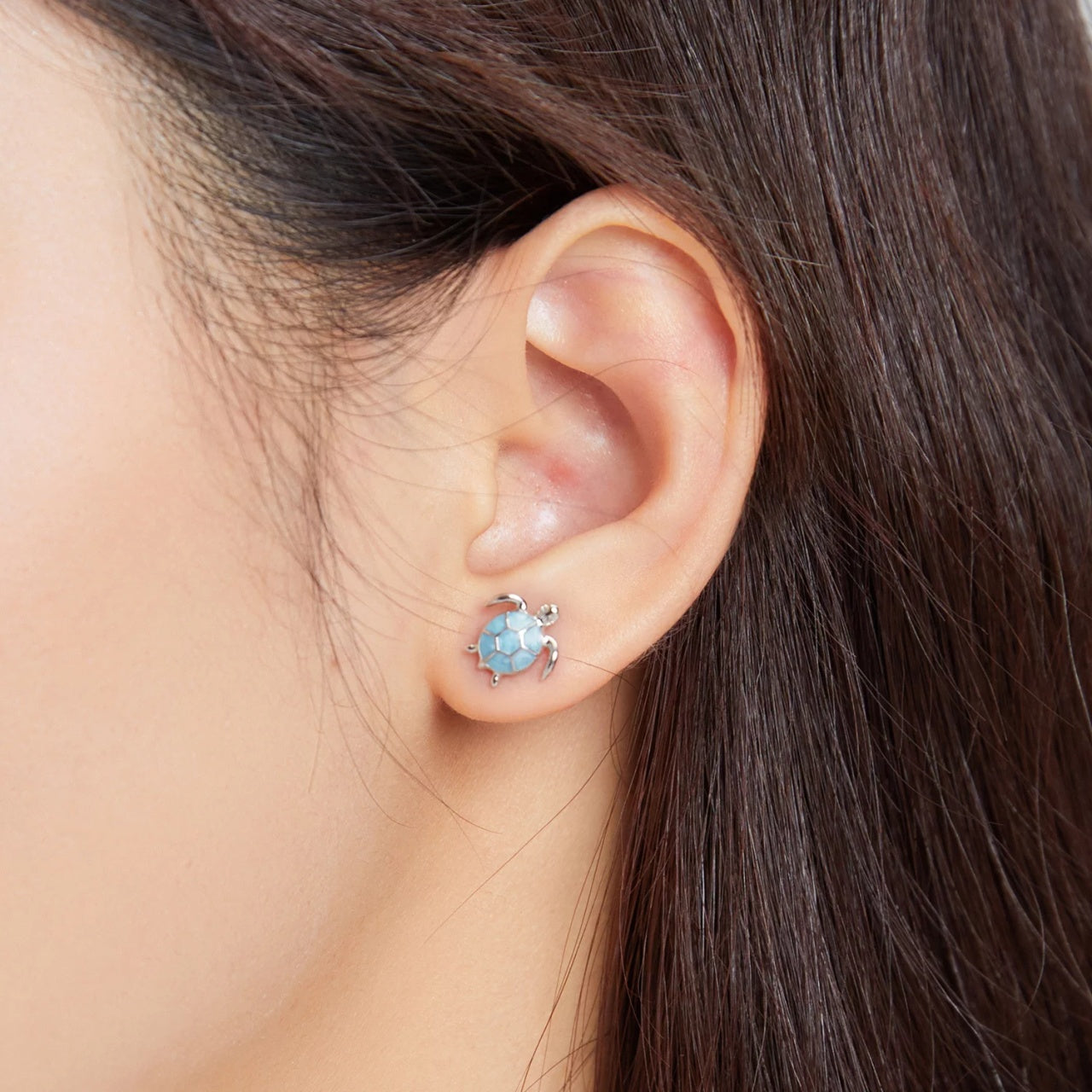 Cercei din argint Little Blue Turtle, Argint 925, Pentru Femei