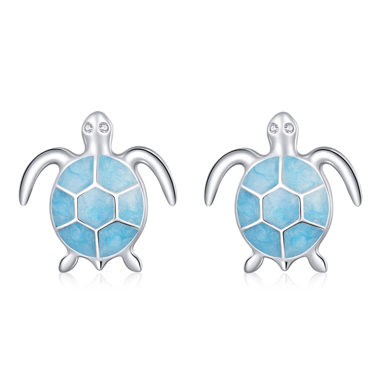 Cercei din argint Little Blue Turtle, Argint 925, Pentru Femei