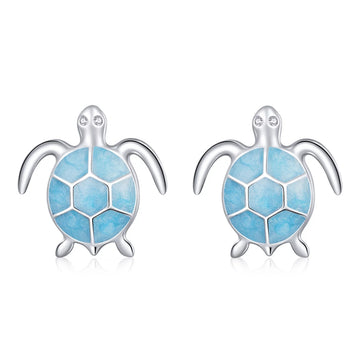 Cercei din argint Little Blue Turtle, Argint 925, Pentru Femei