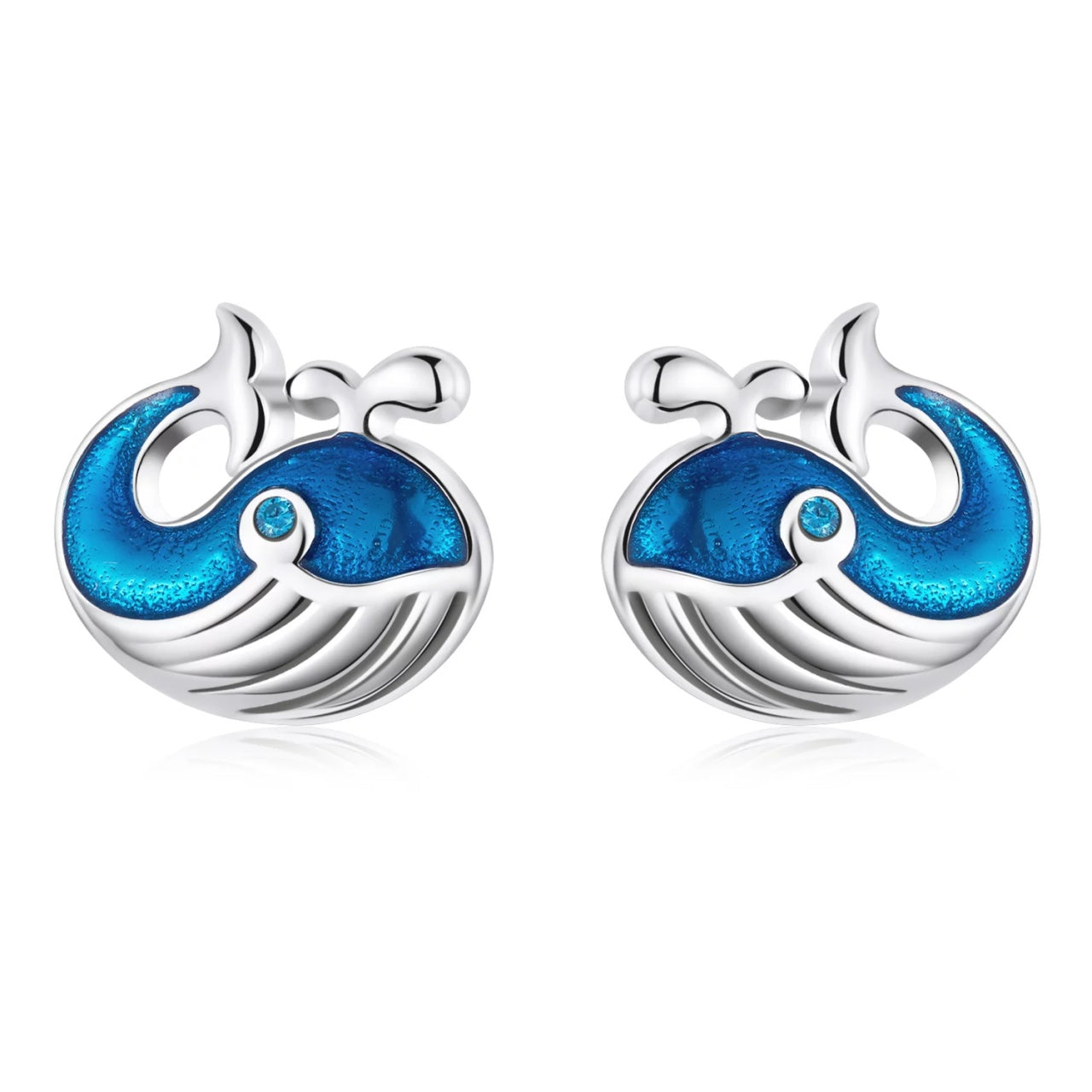 Cercei din argint Little Blue Whale, Argint 925, Pentru Femei