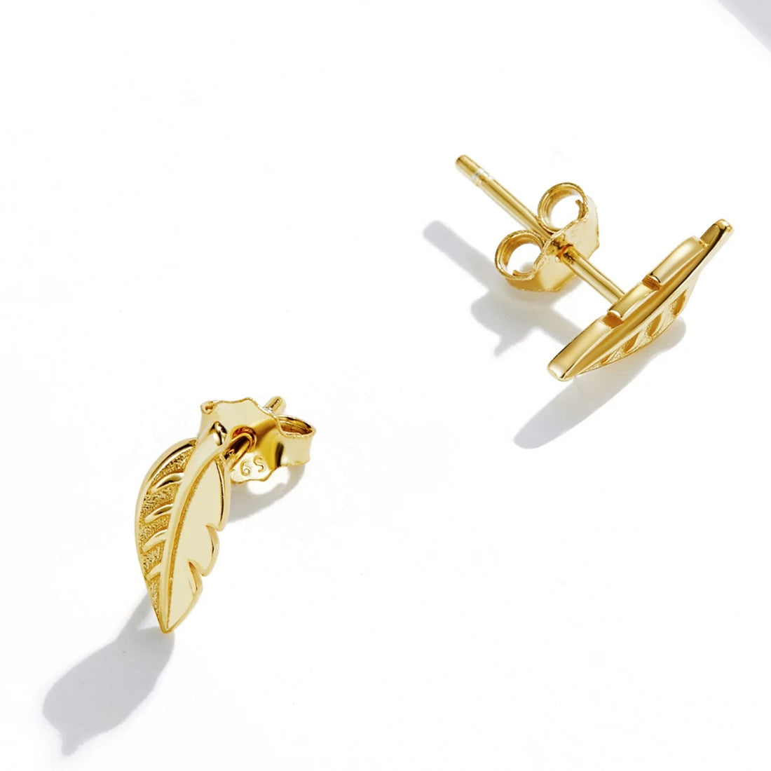 Cercei din argint Little Golden Leaf, Argint 925, Pentru Femei 0.82g