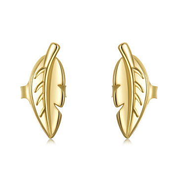 Cercei din argint Little Golden Leaf, Argint 925, Pentru Femei 0.82g