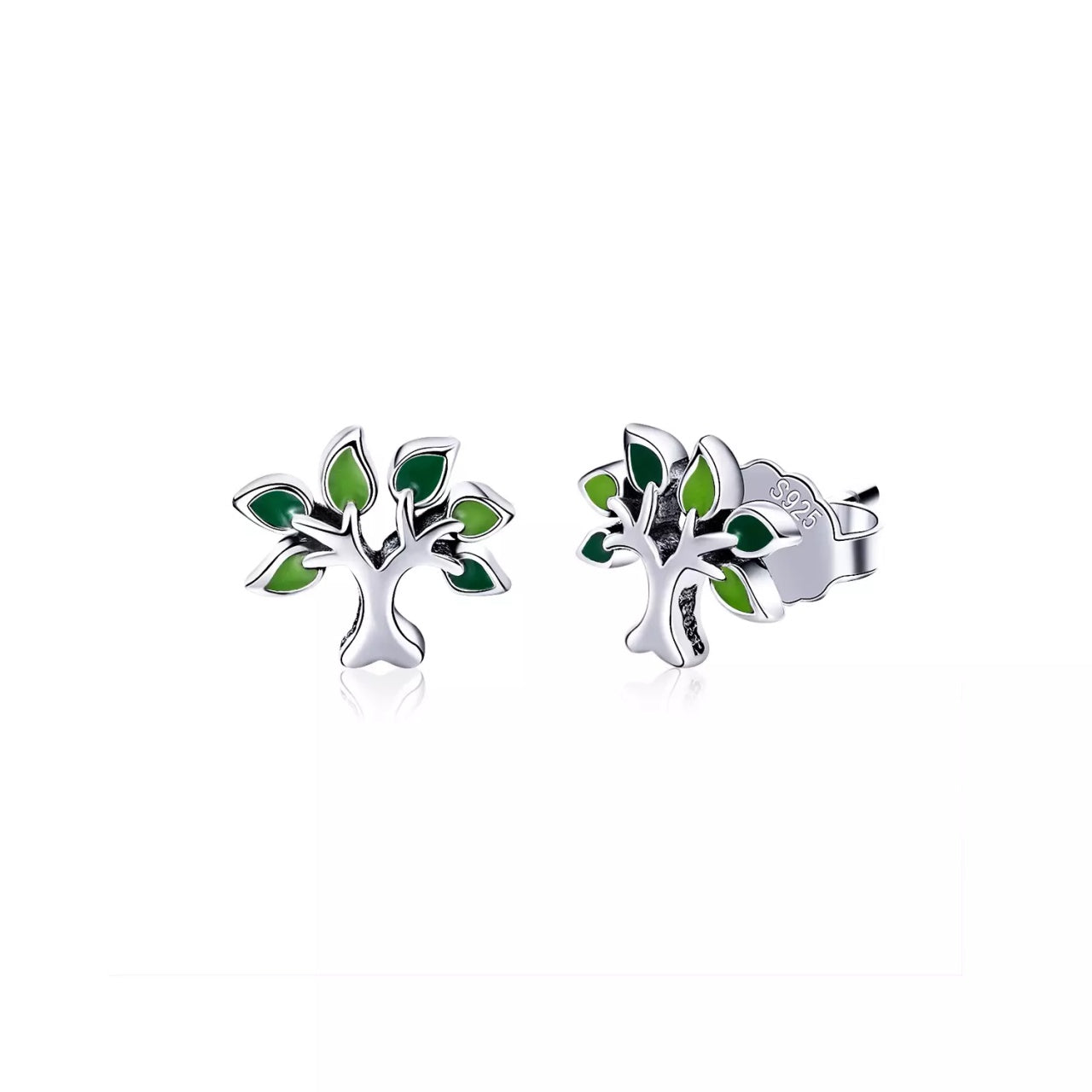 Cercei din argint Little Green Tree, Argint 925, Pentru Femei
