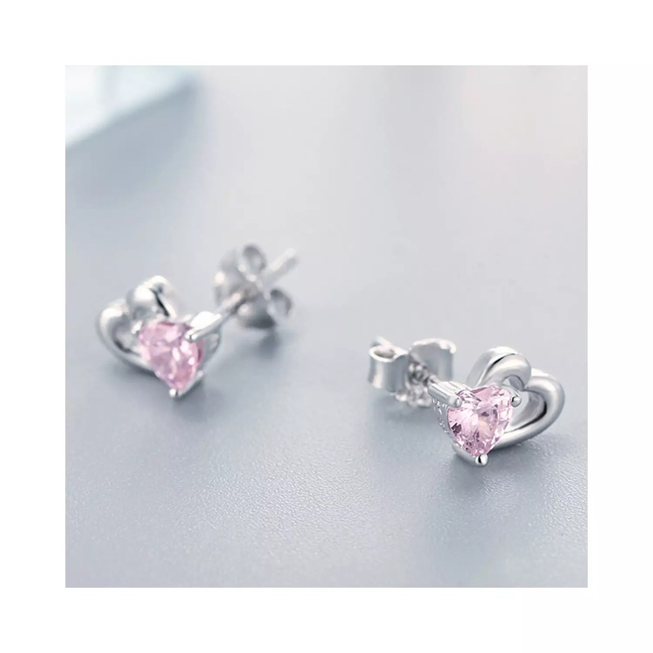 Cercei din argint Little Pink Hearts, Argint 925, Pentru Femei