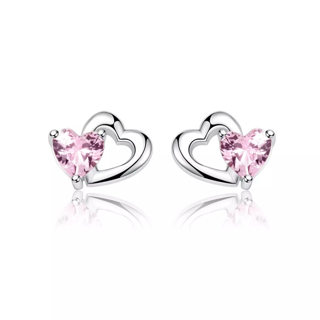 Cercei din argint Little Pink Hearts, Argint 925, Pentru Femei