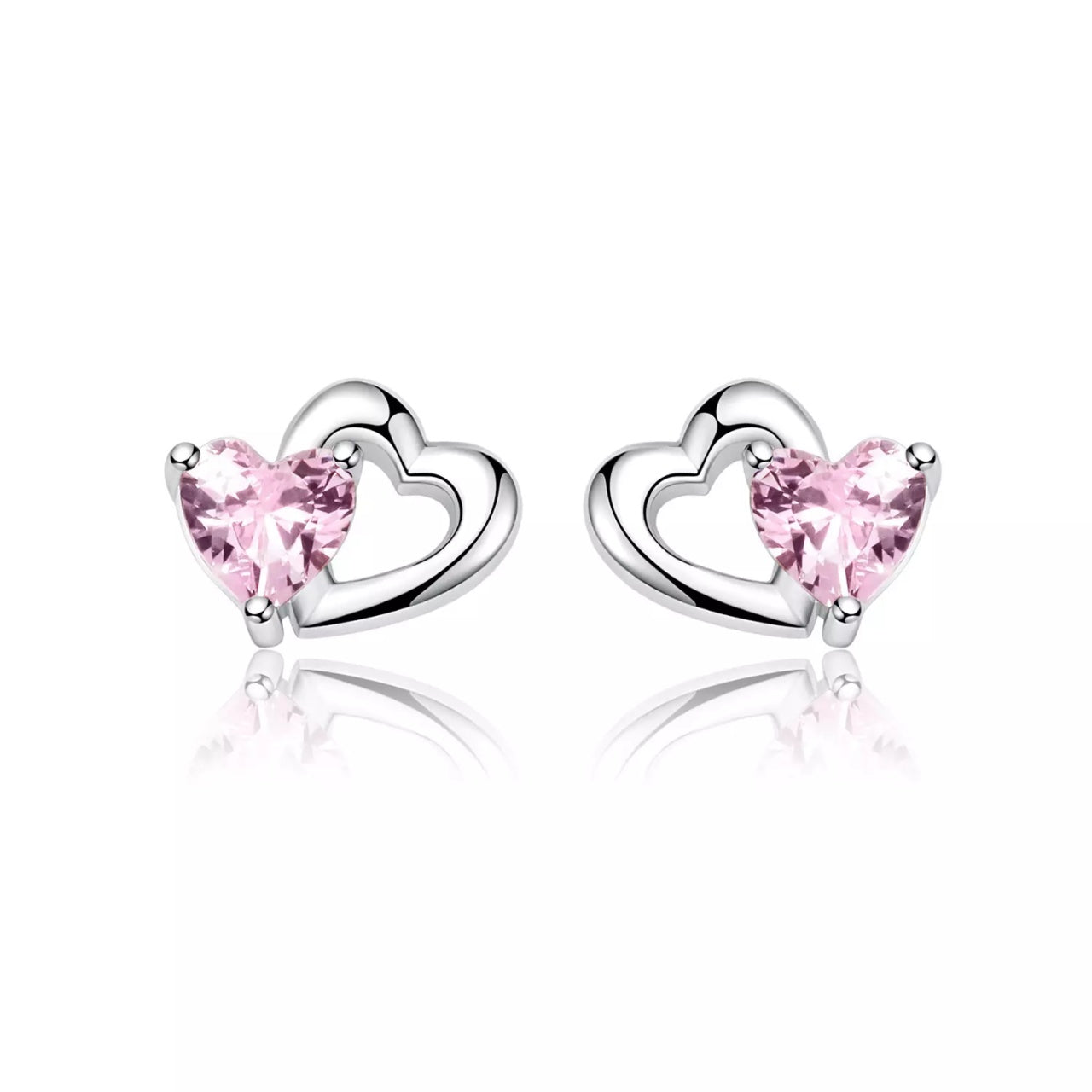 Cercei din argint Little Pink Hearts, Argint 925, Pentru Femei