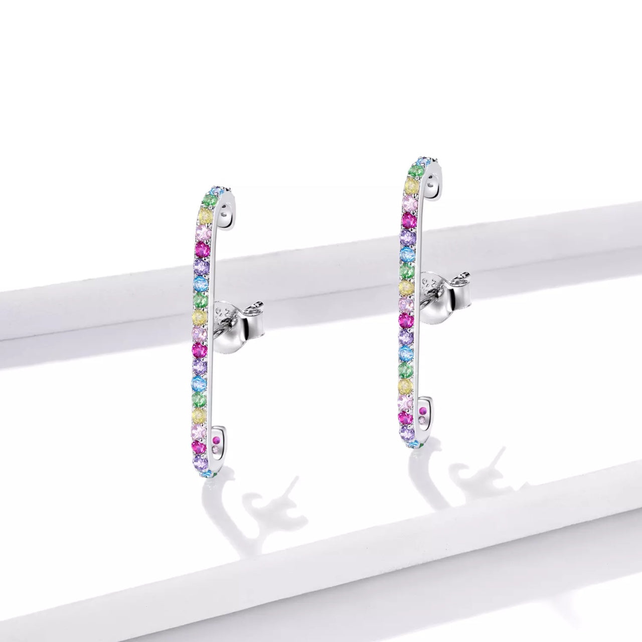 Cercei din argint Long Rainbow Band, Argint 925, Pentru Femei
