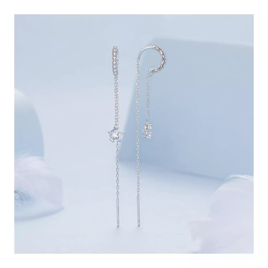 Cercei din argint Long Sparkling Chain, Argint 925, Pentru Femei