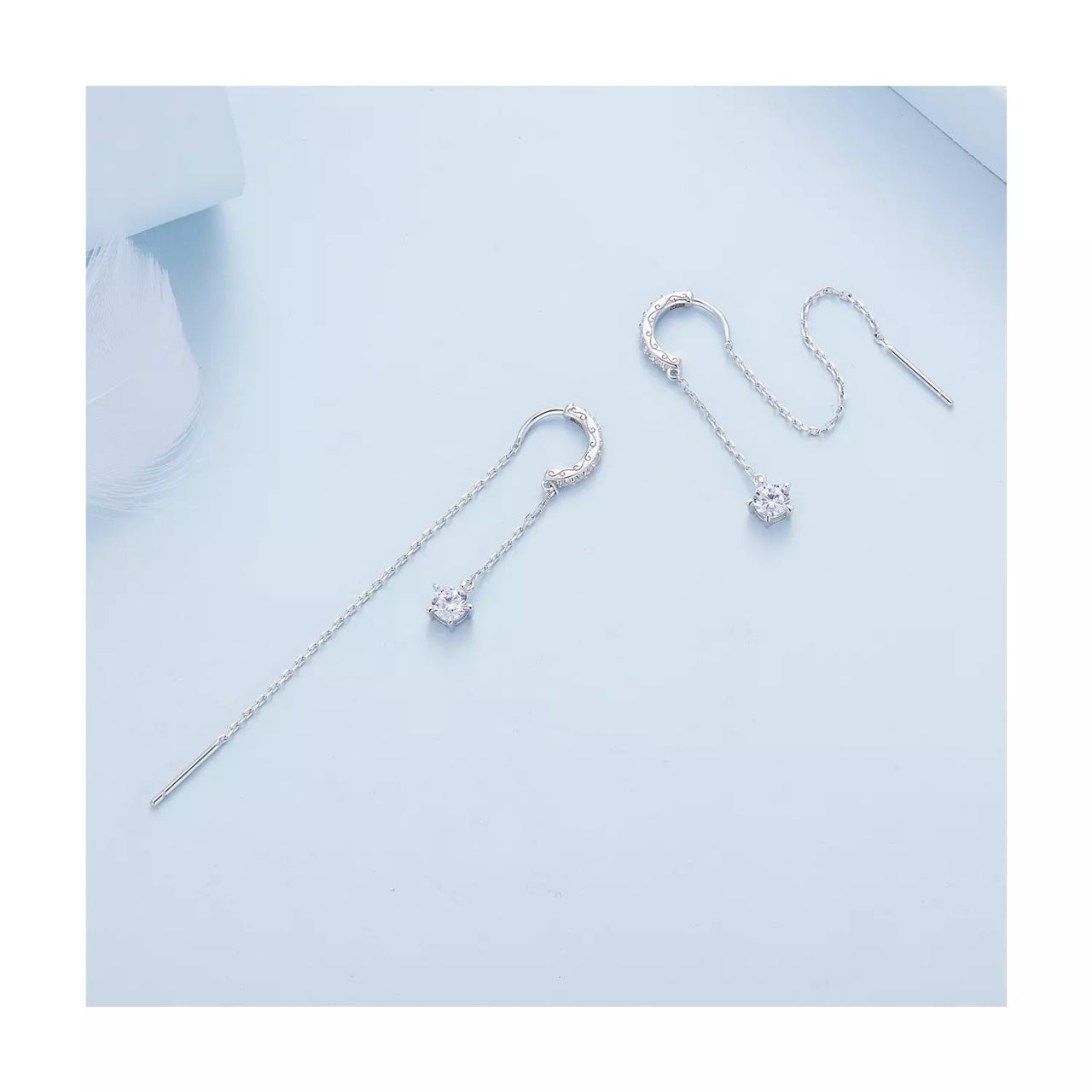 Cercei din argint Long Sparkling Chain, Argint 925, Pentru Femei