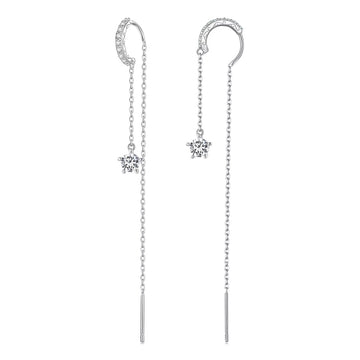 Cercei din argint Long Sparkling Chain, Argint 925, Pentru Femei