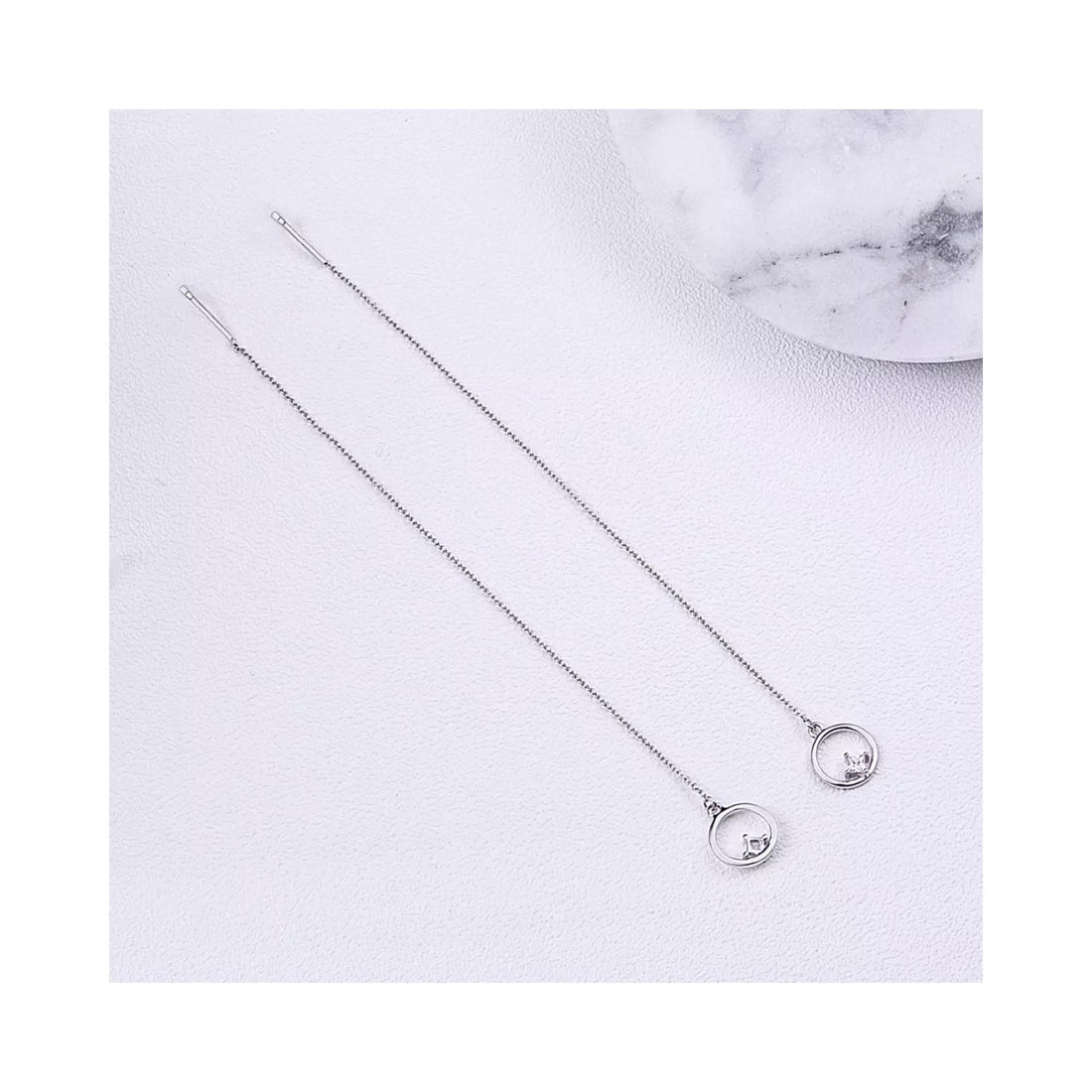 Cercei din argint Long Tassel Circle, Argint 925, Pentru Femei