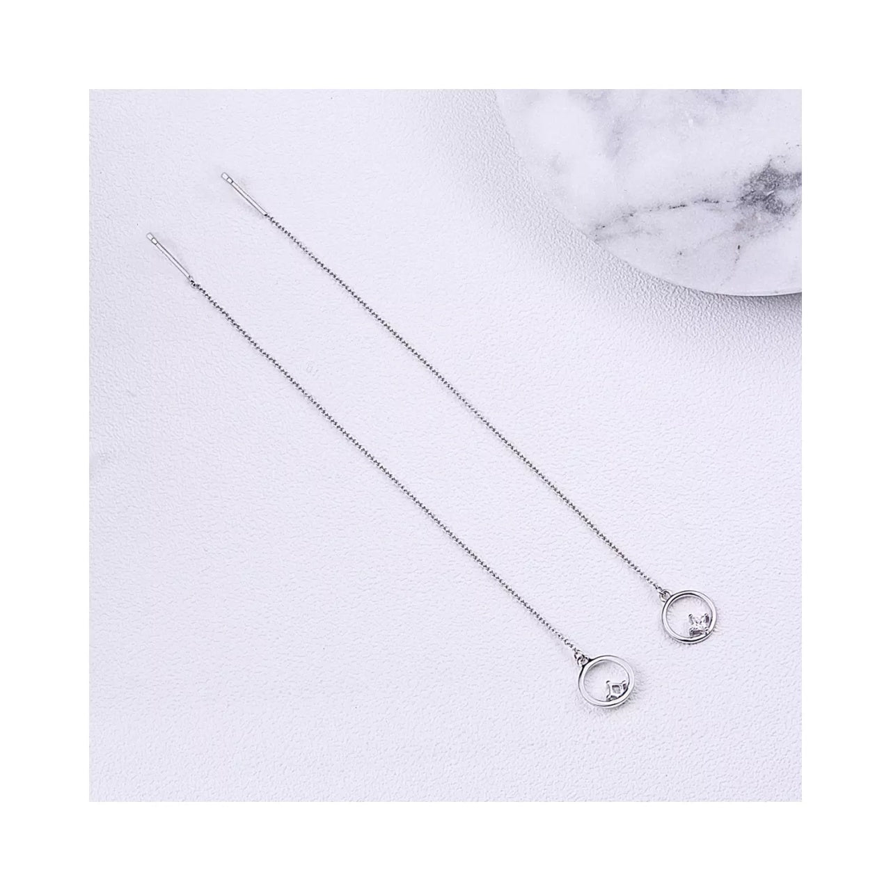 Cercei din argint Long Tassel Circle, Argint 925, Pentru Femei
