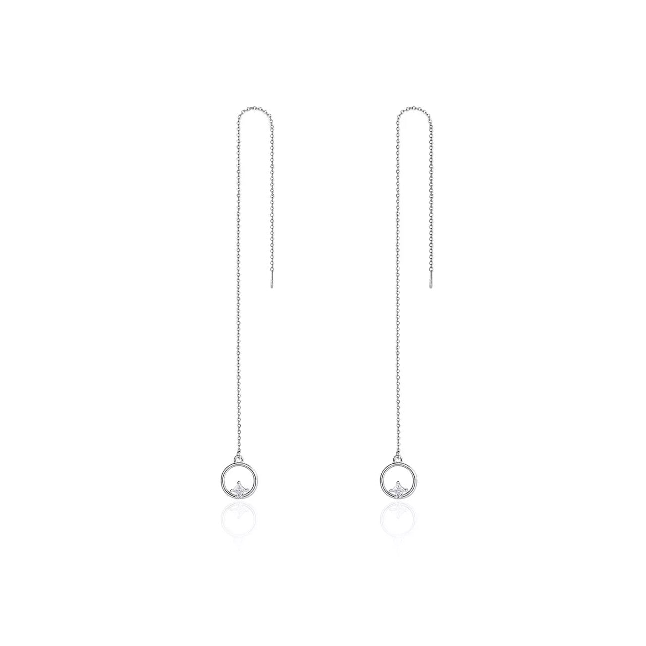 Cercei din argint Long Tassel Circle, Argint 925, Pentru Femei