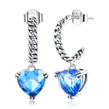 Cercei din argint Loving Heart, Argint 925, Pentru Femei
