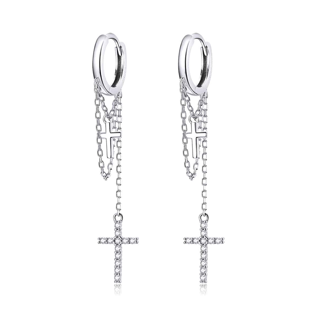 Cercei Din Argint 925 lungi Cruciulite Model Deosebit 2.2g
