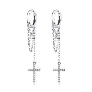 Cercei Din Argint 925 lungi Cruciulite Model Deosebit 2.2g